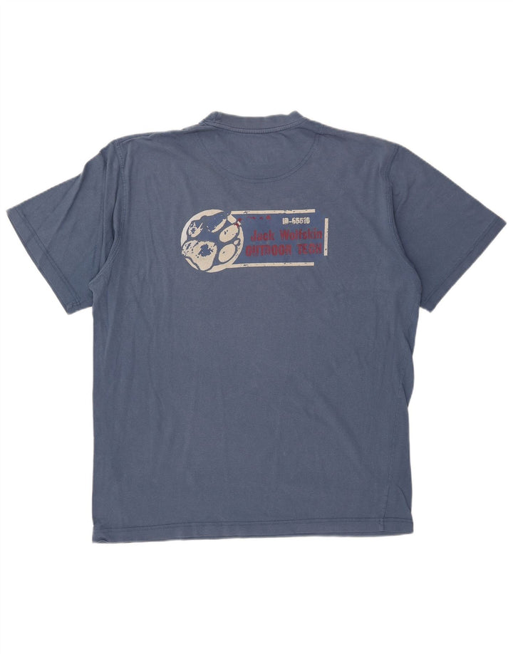 JACK WOLFSKIN Mens Graphic T-Shirt Top Large Navy Blue Cotton