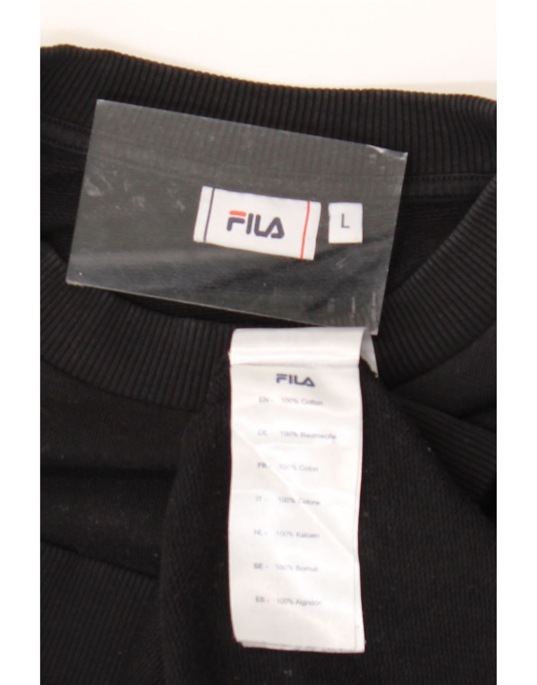 FILA Womens Graphic Sweatshirt Jumper UK 16 Large Black Cotton