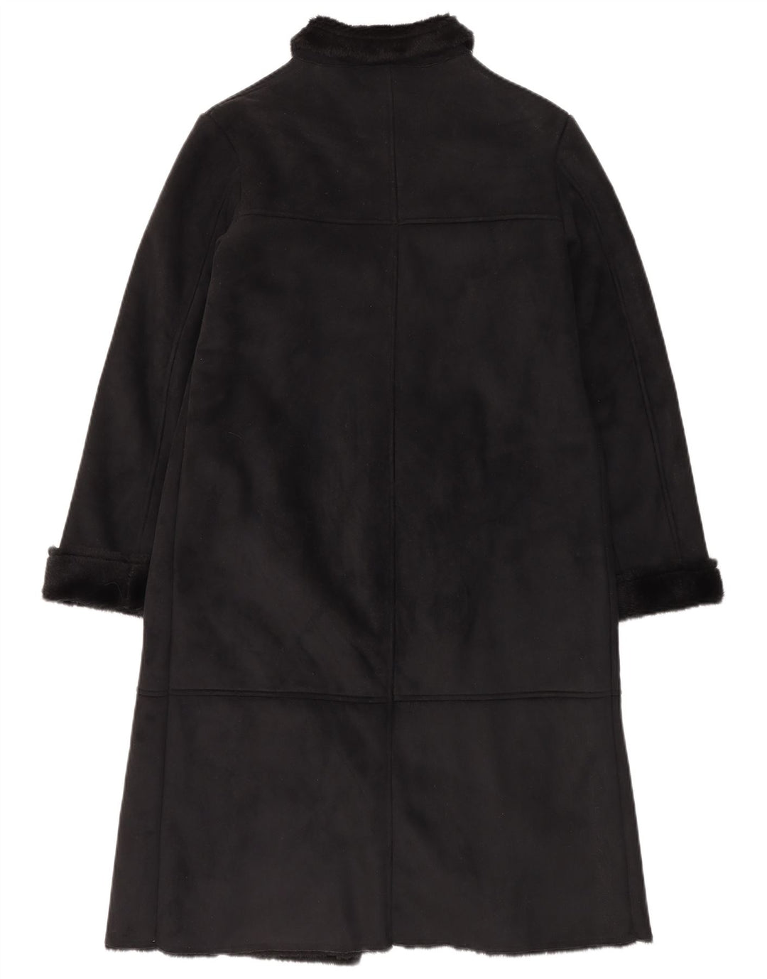 Vintage Womens Sherpa Overcoat UK 12 Medium  Black Polyester