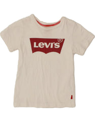 LEVI'S Girls Graphic T-Shirt Top 5-6 Years White Cotton