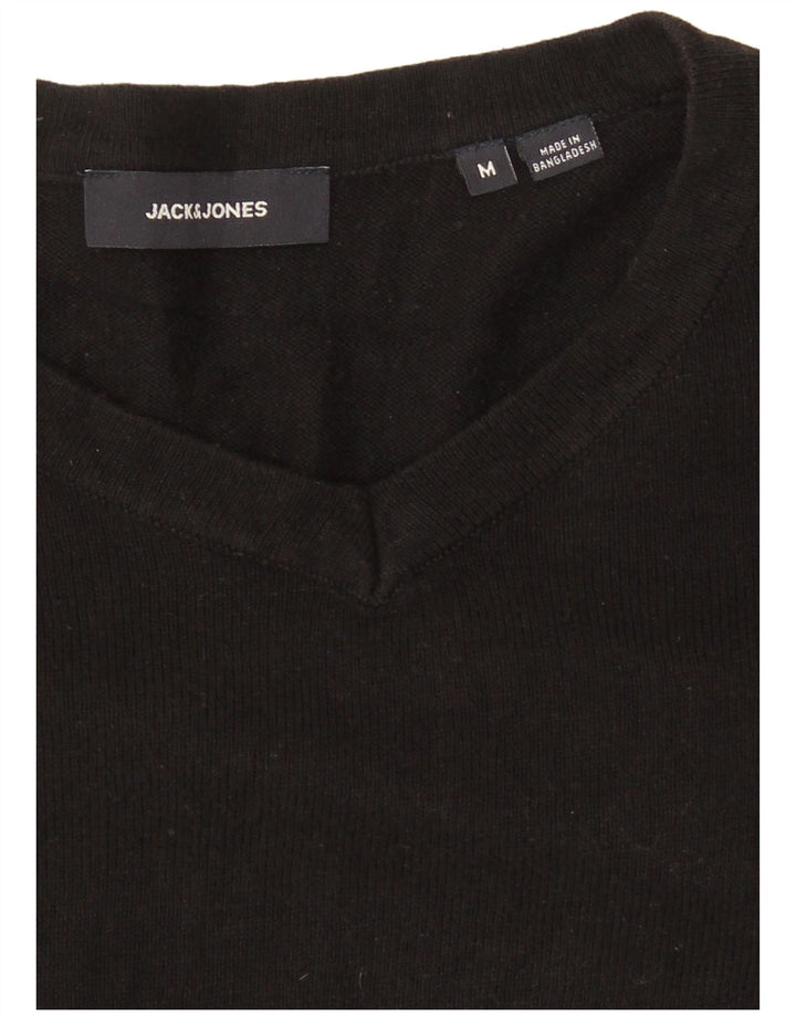 Jack & Jones Mens V-Neck Jumper Sweater Medium Black