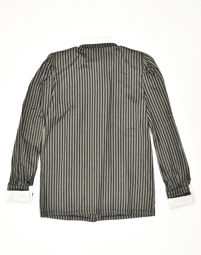 LUISA SPAGNOLI Womens Shirt IT 42 Medium Grey Striped Viscose | Vintage Luisa Spagnoli | Thrift | Second-Hand Luisa Spagnoli | Used Clothing | Messina Hembry 