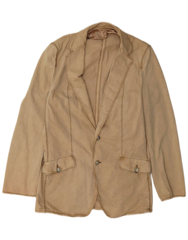 Hugo Boss Mens 2 Button Blazer Jacket EU 48 Medium Beige Cotton