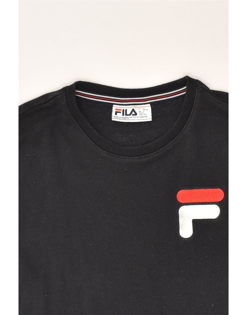 FILA Mens Sweatshirt Jumper Large Black Cotton | Vintage Fila | Thrift | Second-Hand Fila | Used Clothing | Messina Hembry 