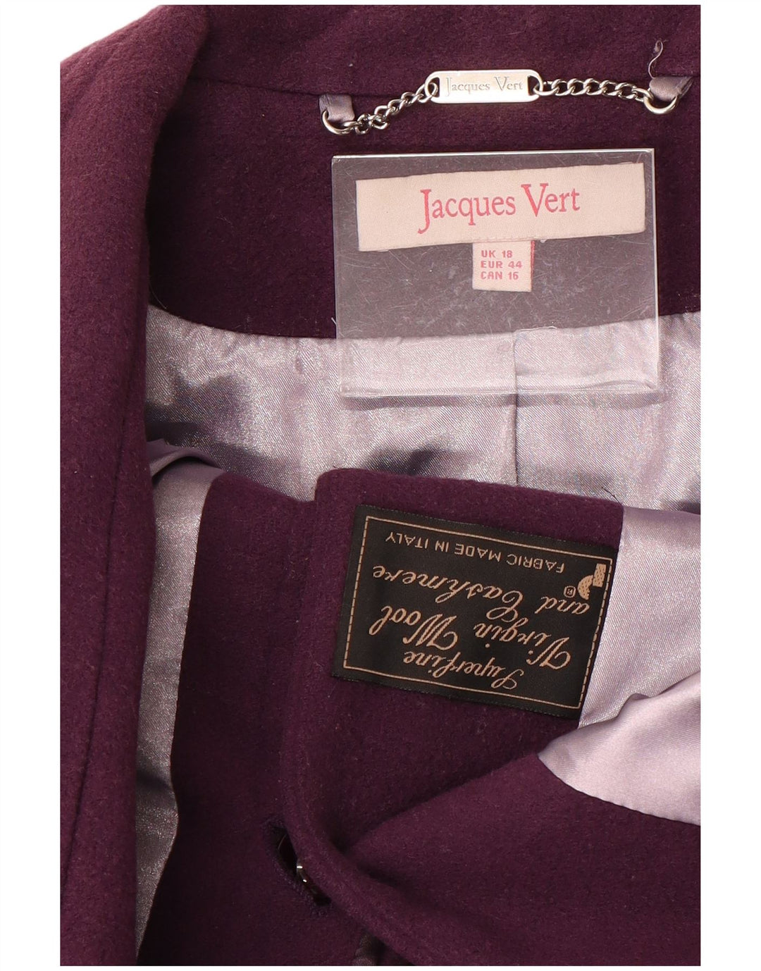 JACQUES VERT Womens Overcoat UK 18 XL Purple Wool