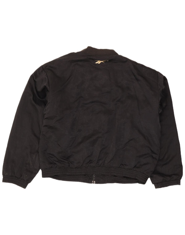 Reebok Mens Loose Fit Bomber Jacket UK 42 XL Black Nylon