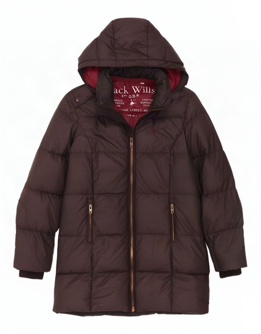 Jack Wills Womens Hooded Padded Coat UK 8 Small Grey Polyester