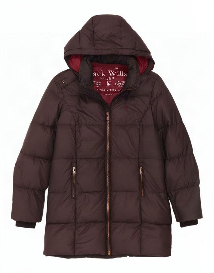 Jack Wills Womens Hooded Padded Coat UK 8 Small Grey Polyester