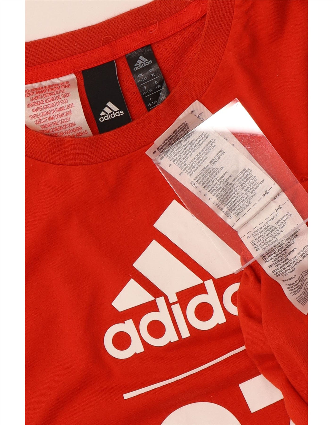 ADIDAS Boys Graphic T-Shirt Top 15-16 Years Orange Cotton