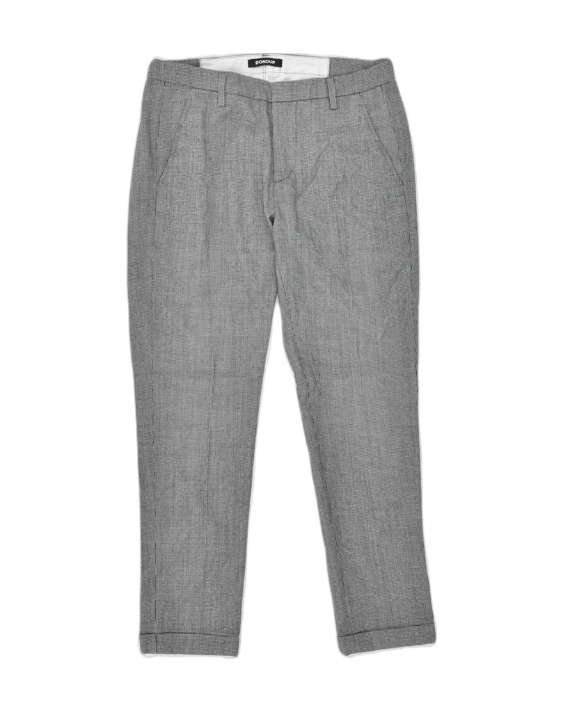 DONDUP Mens Slim Fit Casual Trousers W33 L31 Grey Check Wool | Vintage | Thrift | Second-Hand | Used Clothing | Messina Hembry 