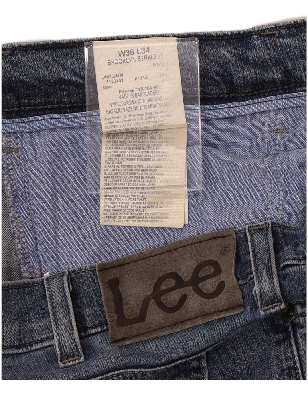 LEE Mens Brooklyn Straight Jeans W36 L29 Blue Cotton