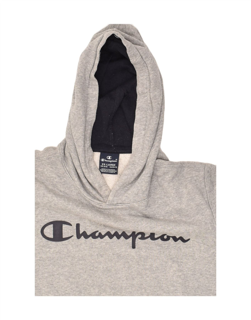 CHAMPION Boys Graphic Hoodie Jumper 15-16 Years 2XL Grey Cotton | Vintage Champion | Thrift | Second-Hand Champion | Used Clothing | Messina Hembry 