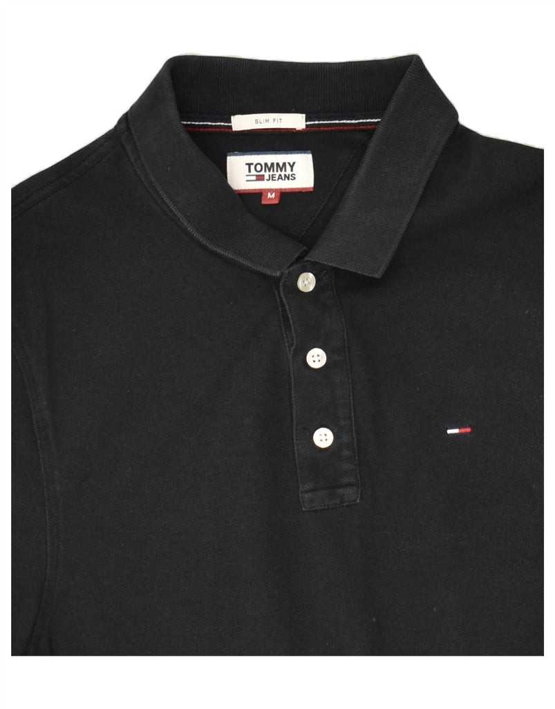 TOMMY HILFIGER Mens Slim Fit Polo Shirt Medium Black Cotton | Vintage Tommy Hilfiger | Thrift | Second-Hand Tommy Hilfiger | Used Clothing | Messina Hembry 