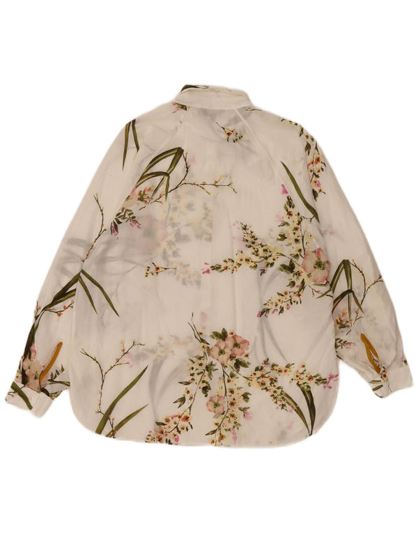 Massimo Dutti Womens See Through Oversized Shirt EU 36 XS White Floral