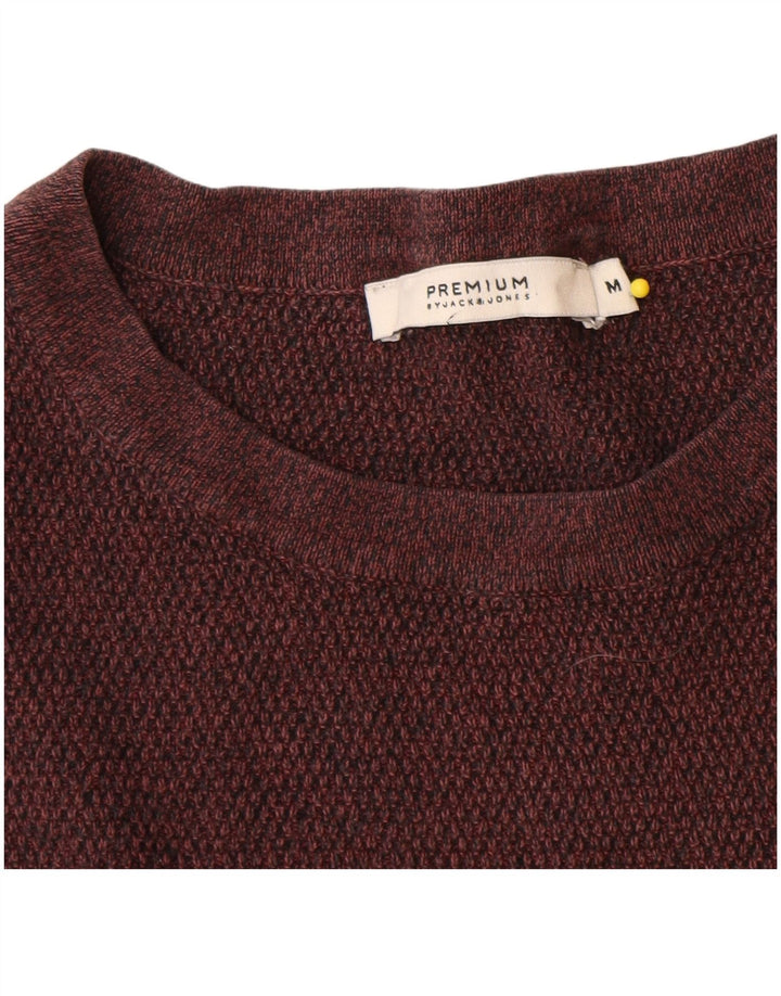 Jack & Jones Mens Crew Neck Jumper Sweater Medium Burgundy Cotton