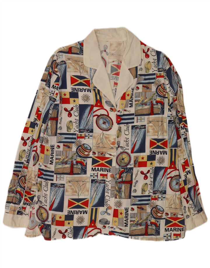 Vintage Womens Abstract Graphic Shirt Blouse UK 16 Large Multicoloured