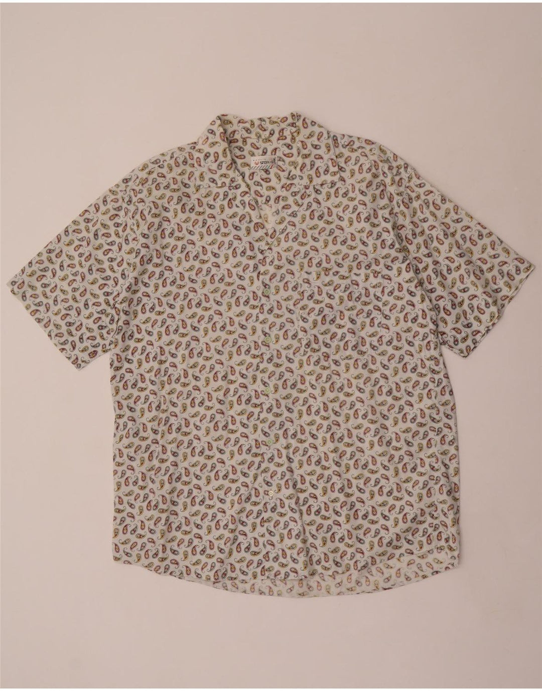Stefanel Mens Short Sleeve Shirt Large White Paisley