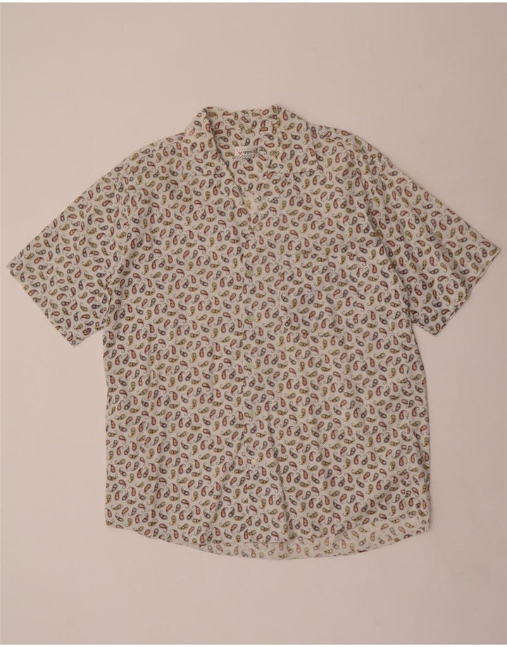 Stefanel Mens Short Sleeve Shirt Large White Paisley