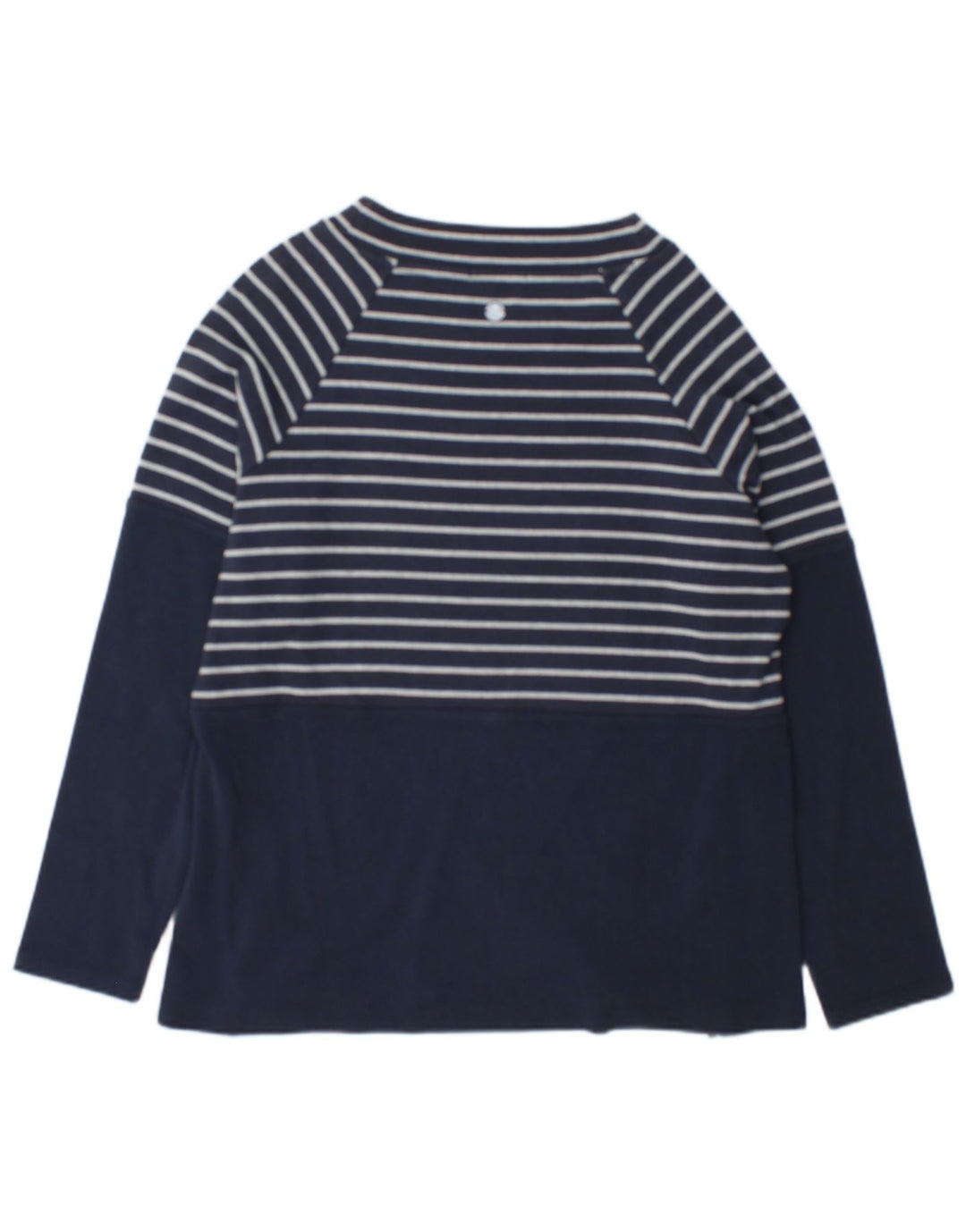 Barbour Womens Top Long Sleeve UK 12 Medium Navy Blue Striped Cotton