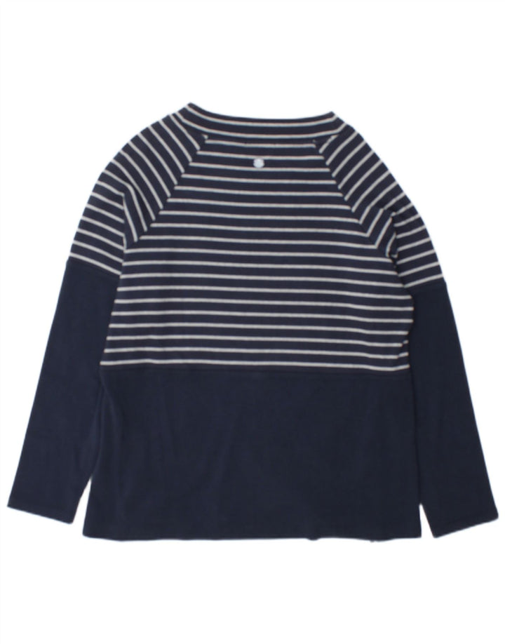 Barbour Womens Top Long Sleeve UK 12 Medium Navy Blue Striped Cotton