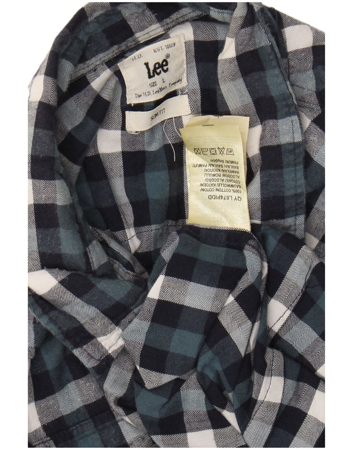 LEE Mens Slim Fit Flannel Shirt Large Multicoloured Check Cotton