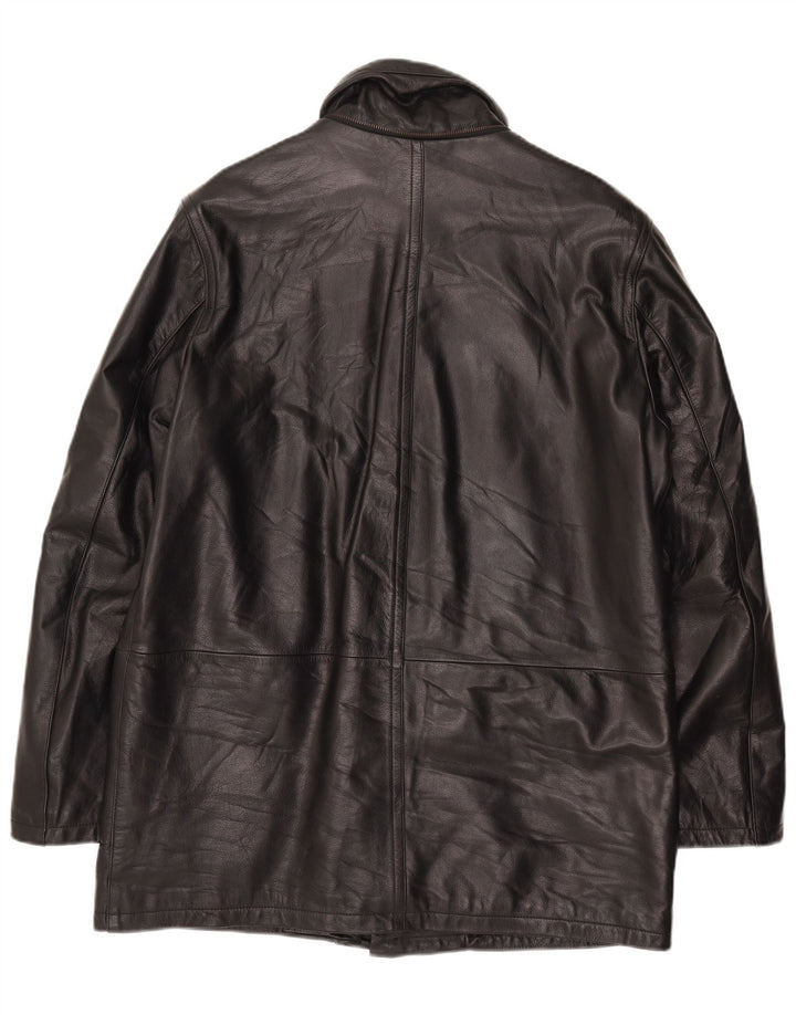 Conbipel Mens Leather Coat IT 52 Large Black Leather