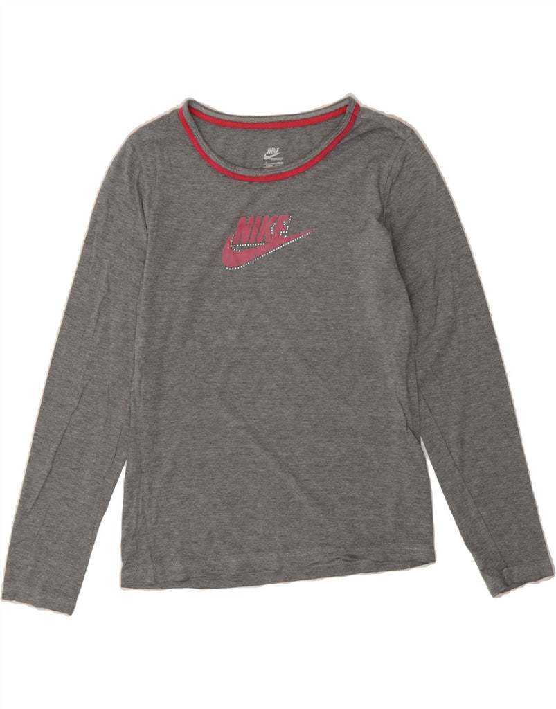 NIKE Womens Graphic Top Long Sleeve UK 10/12 Medium Grey Cotton Vintage Nike and Second-Hand Nike from Messina Hembry 