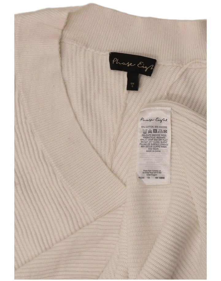Phase Eight Womens Oversized Crop V-Neck Jumper Sweater UK 10 Small White