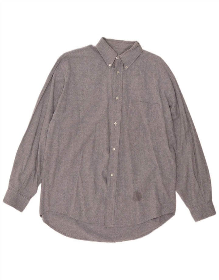Benetton Mens Shirt Large Grey Cotton