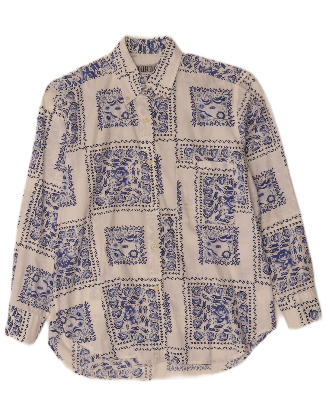 Collection Womens Shirt Size 42/44 Large White Floral Cotton