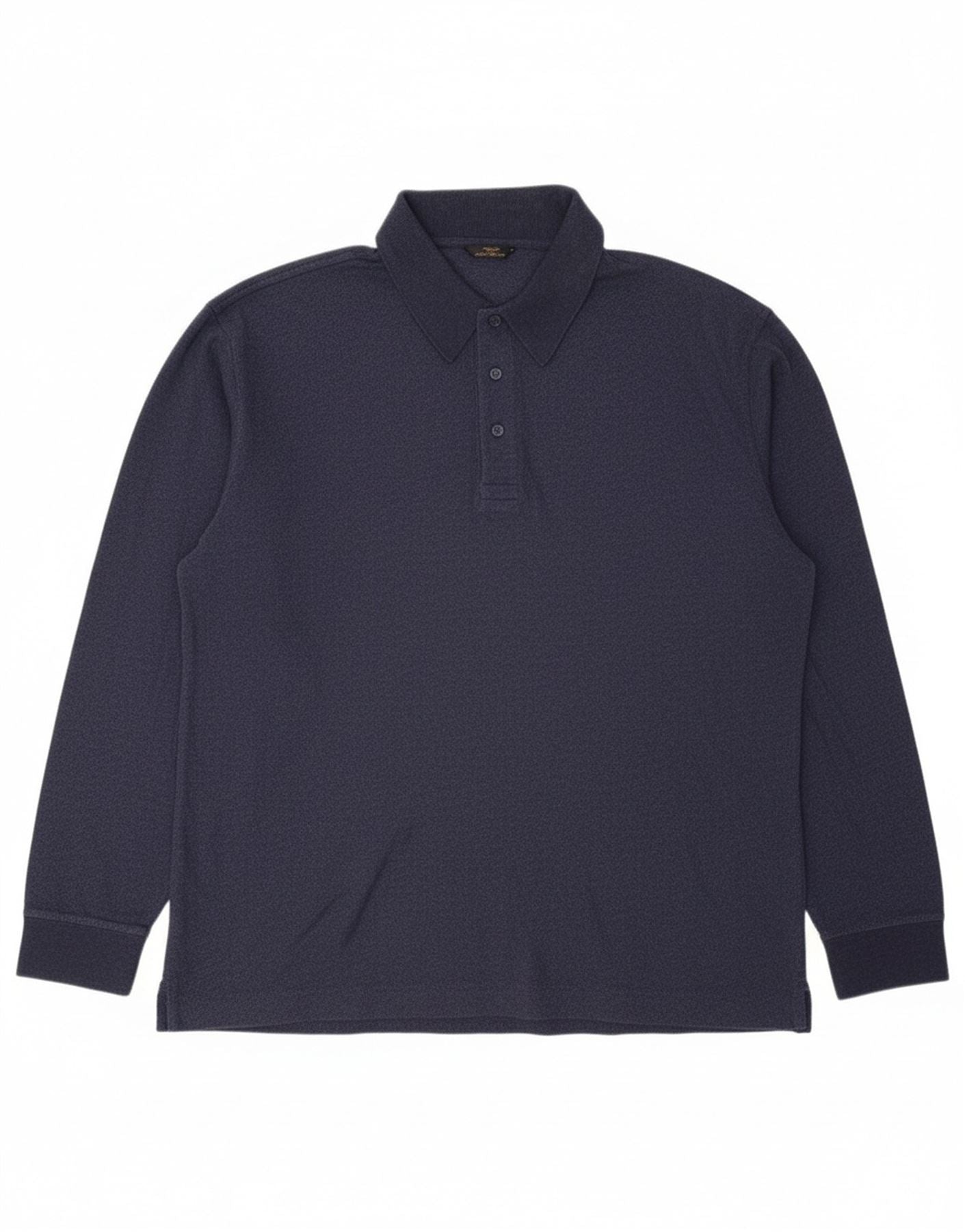 MARKS SPENCER Mens Long Sleeve Polo Shirt XL Navy Blue Cotton