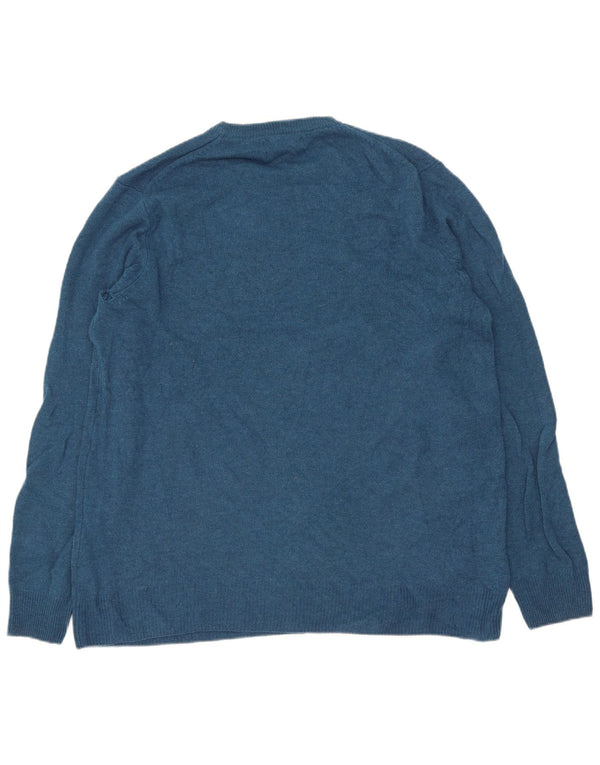 Marks & Spencer Mens Crew Neck Jumper Sweater Large Blue Lambswool