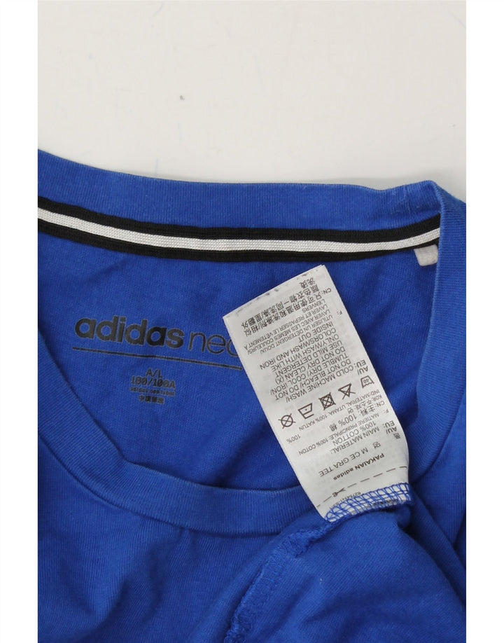 ADIDAS Mens Graphic T-Shirt Top Large Blue Cotton Vintage Adidas and Second-Hand Adidas from Messina Hembry 