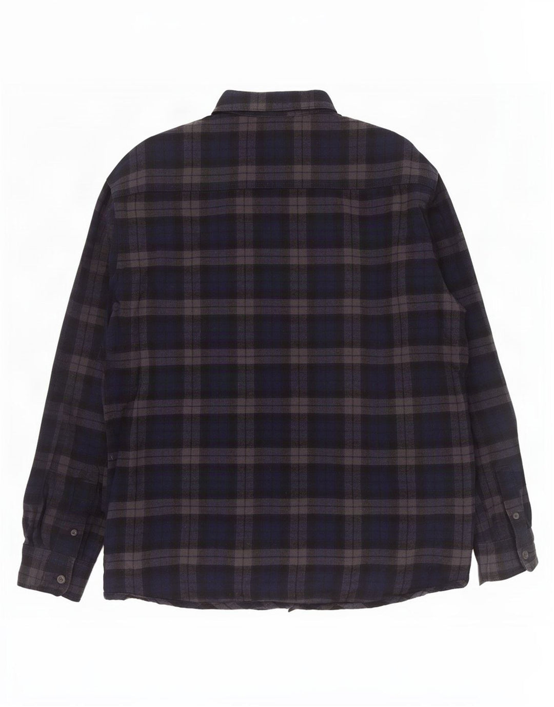 Vintage Mens Lumberjack Flannel Shirt Medium Navy Blue Chevron Cotton