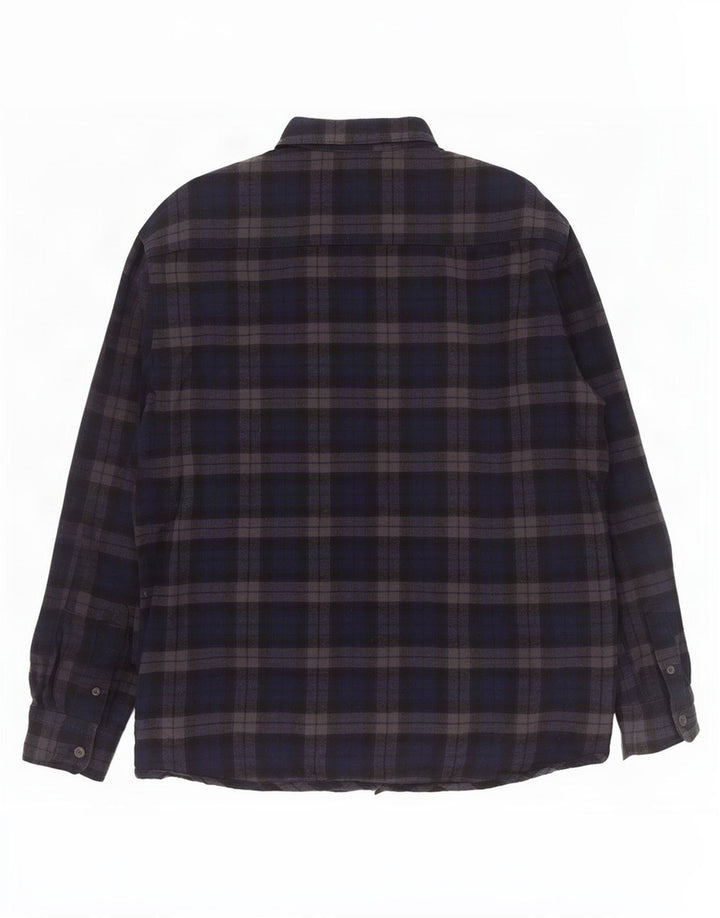 Vintage Mens Lumberjack Flannel Shirt Medium Navy Blue Chevron Cotton