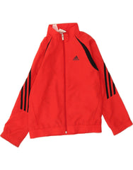 ADIDAS Boys Graphic Tracksuit Top Jacket 7-8 Years Red Polyester