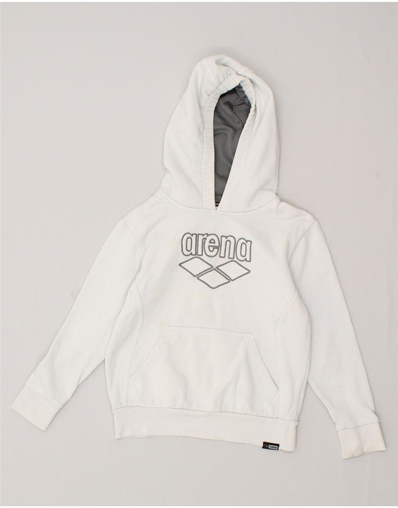 ARENA Boys Graphic Hoodie Jumper 8-9 Years White | Vintage Arena | Thrift | Second-Hand Arena | Used Clothing | Messina Hembry 