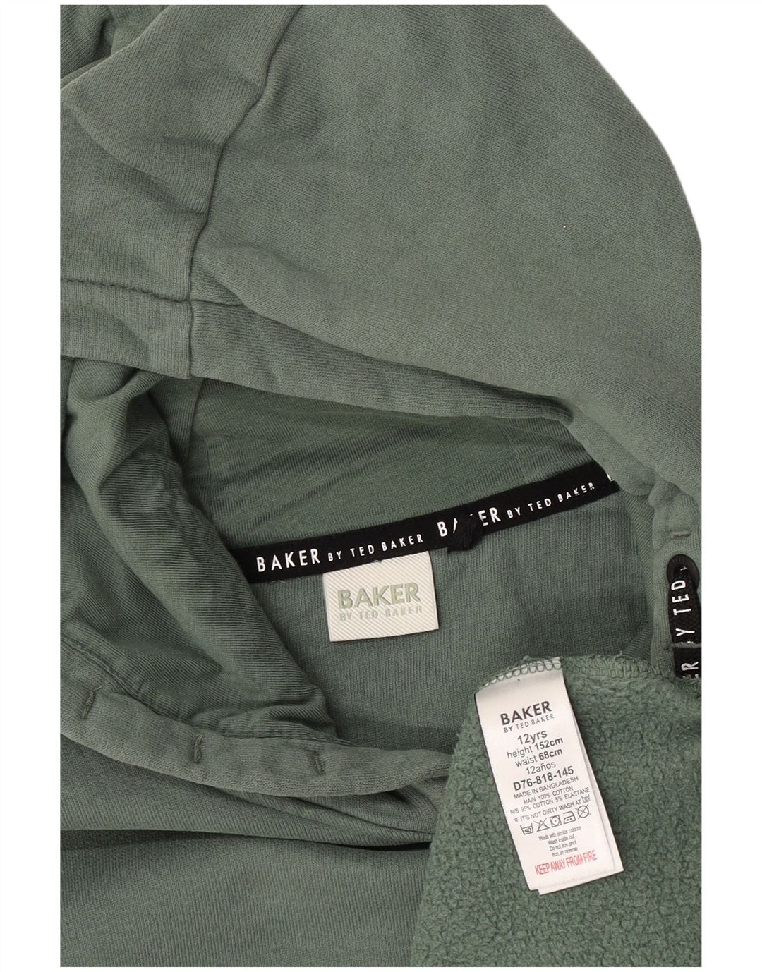 TED BAKER Girls Graphic Hoodie Jumper 11-12 Years Green Cotton