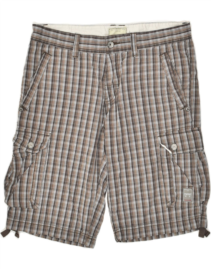 ESPRIT Mens Cargo Shorts W32 Medium Grey Check Cotton | Vintage Esprit | Thrift | Second-Hand Esprit | Used Clothing | Messina Hembry 