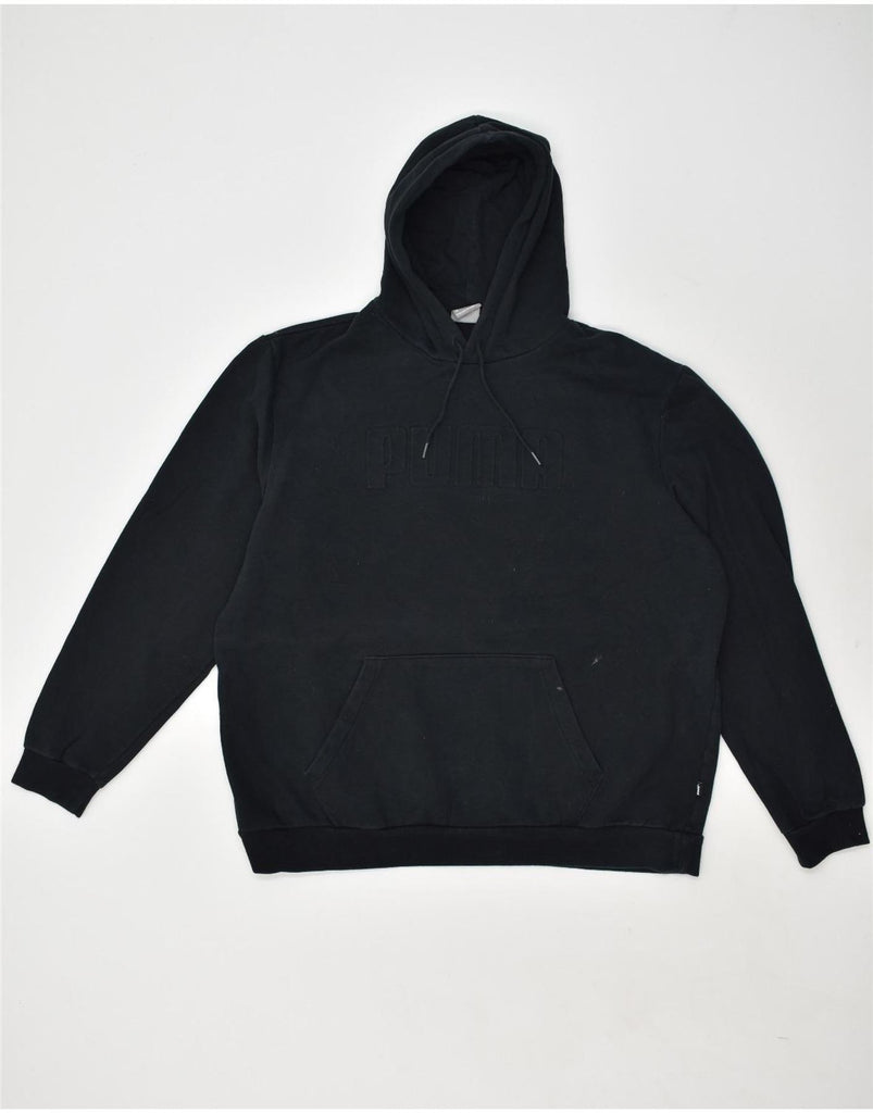 PUMA Mens Hoodie Jumper 2XL Black Cotton | Vintage Puma | Thrift | Second-Hand Puma | Used Clothing | Messina Hembry 