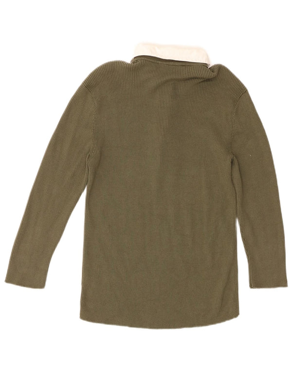 Ralph Lauren Womens Long Sleeve Polo Shirt UK 12 Medium Green Cotton