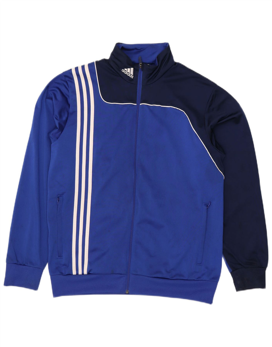 Adidas Mens Tracksuit Top Jacket UK 42/44 Large Blue Colourblock Polyester