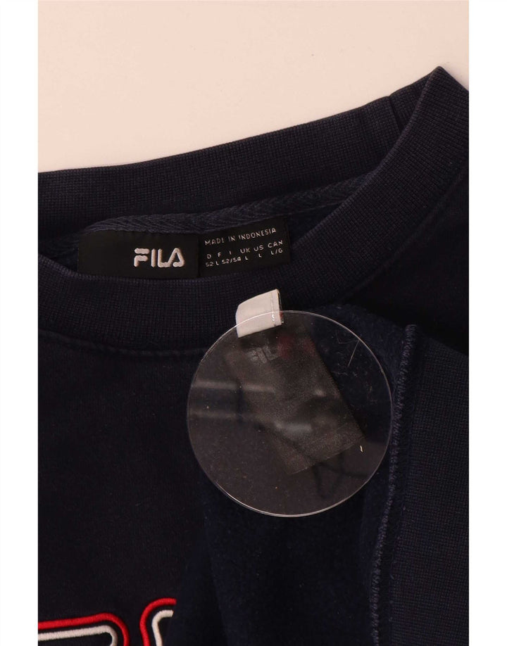 Fila Mens Graphic Sweatshirt Jumper Large Navy Blue Cotton