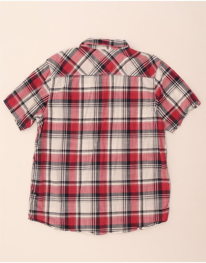Weird Fish Mens Short Sleeve Shirt Large Red Check Cotton