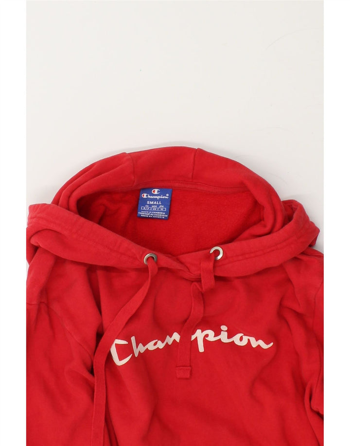 CHAMPION Mens Graphic Hoodie Jumper Small Red Cotton Vintage Champion and Second-Hand Champion from Messina Hembry 