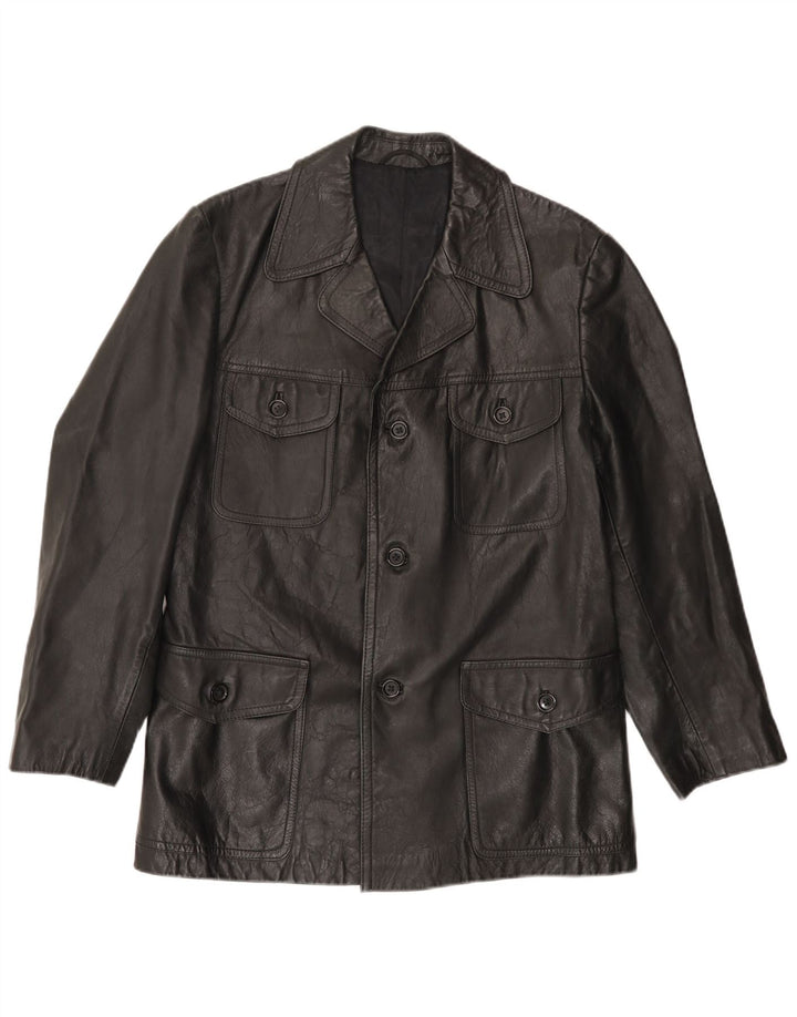 VINTAGE Mens Leather Jacket UK 38 Medium Black