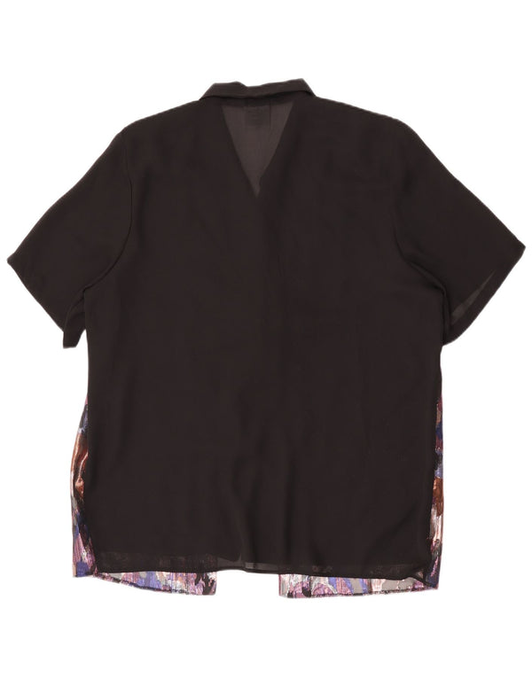 C&A Womens Relaxed Fit Abstract Pattern Shirt Blouse UK 16 Large Black