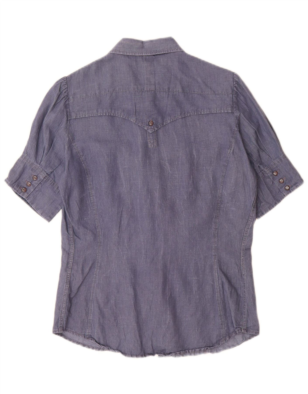 Levi's Womens Short Sleeve Shirt UK 14 Large Blue Cotton