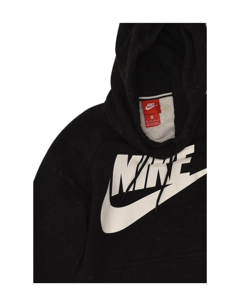 NIKE Mens Graphic Hoodie Jumper XS Black Flecked Cotton | Vintage Nike | Thrift | Second-Hand Nike | Used Clothing | Messina Hembry 