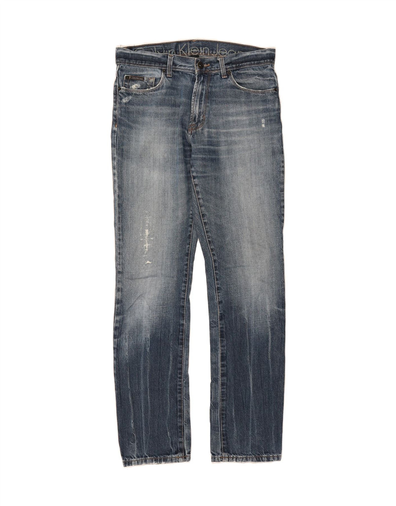 CALVIN KLEIN Mens Distressed Slim Jeans W33 L33 Blue Cotton Vintage Calvin Klein and Second-Hand Calvin Klein from Messina Hembry 